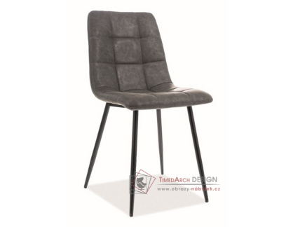 LOOK, jídelní čalouněná židle, černá / ekokůže šedá