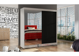 BAJA I, šatní skříň s posuvnými dveřmi 200cm, bílá / černá / zrcadlo