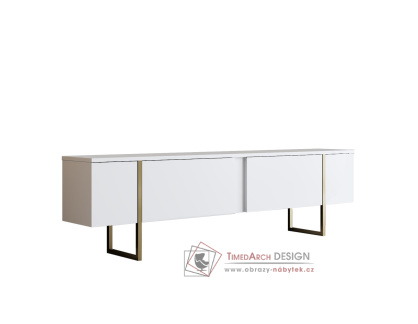 LUXE, televizní stolek 2-dveřový, zlatá / bílá