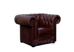 CHESTERFIELD LORD, čalouněné křeslo, kůže hnědá