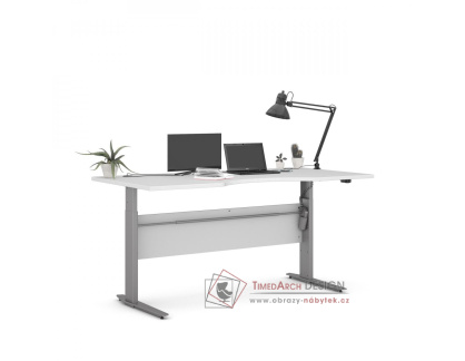 OFFICE 80400/320, výškově nastavitelný psací stůl, silver grey / bílá