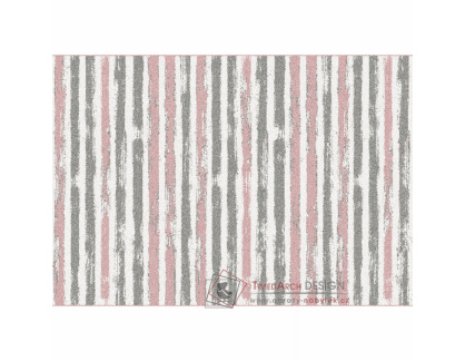 KARAN, koberec 133x190cm, růžová / šedá / bílá