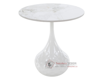 EBREL, konferenční stolek pr. 50cm, bílá / bílý mramor