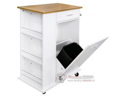 VASIN, výklopná skříňka s odpadkovým košem, bílá / dub