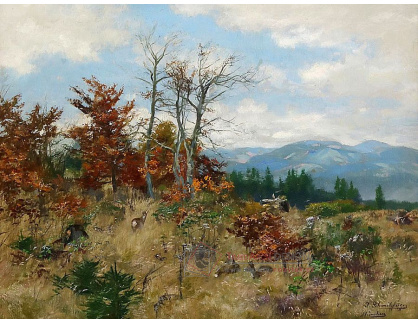 A-1775 Josef Schmitzberger - Srnky na podzimní lesní mýtině