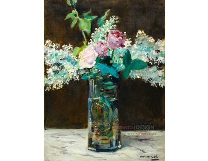 D-8241 Édouard Manet - Váza z bílými šeříky a růžemi
