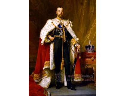 VANG109 Samuel Luke Fildes - Portrét krále Jiřího V v korunovačních šatech