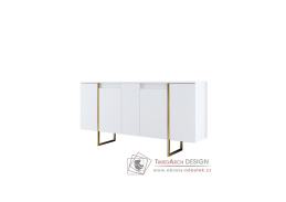 LUXE, komoda s 5-ti zásuvkami, zlatá / bílá