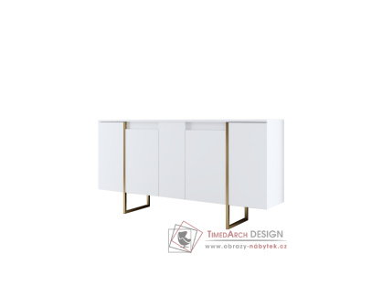 LUXE, komoda s 5-ti zásuvkami, zlatá / bílá