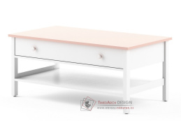 MIA MI-15, konferenční stolek 110x60cm, bílá / růžová
