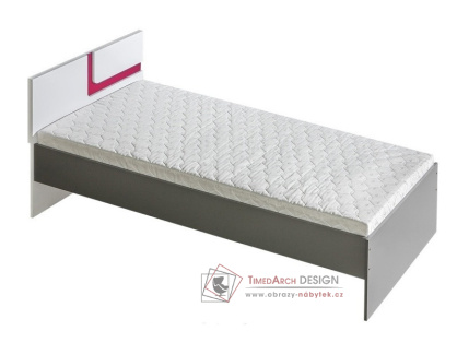 APETTITA 12, postel 90x200cm, antracit / bílá / růžová