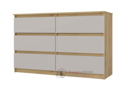 MALVÍNA M6, komoda se 6-ti zásuvkami 120-30cm, dub artisan / kašmír