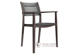 HERTA, zahradní židle, plast hnědý + šedý