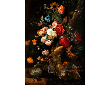 A-1399 Ernst Stuven - Květinové zátiší s ropuchou a hadem