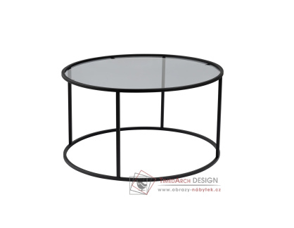 AURUM, konferenční stolek pr. 80cm, černá / šedé sklo