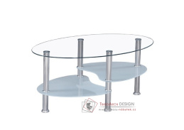 WAVE NEW, konferenční stolek 90x55cm, leštěná ocel / čiré sklo / mléčné sklo