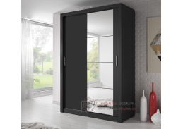 ARTI 04, šatní skříň s posuvnými dveřmi 150cm, černá / zrcadlo