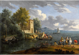 KO IV-498 Francesco Albotto - Pobřežní krajina s lodí a postavami