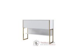LUXE, konzolový stolek se skříňkou, zlatá / bílá