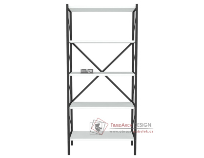 TRIER, regál s 5-ti policemi, černá / bílá