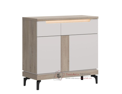 ASTON AN02, komoda 2-dveřová se zásuvkou, dub cremona / kašmír