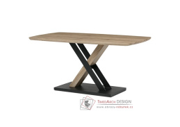 HT-W1570 SRE, jídelní stůl 160x90cm, černý lak / dub san remo