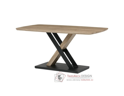 HT-W1570 SRE, jídelní stůl 160x90cm, černý lak / dub san remo
