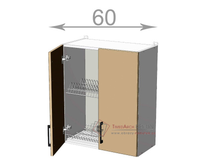 horní skříňka s odkapávačem š.60, v.72, Kaiser WD6072, bílá/bordó lesk