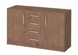 GENEWA 2, komoda 2-dveřová se 4-mi zásuvkami, dub stirling