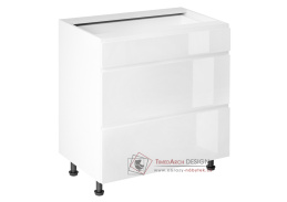 AURORA, dolní kuchyňská skříňka D80S3, bílá / bílý lesk