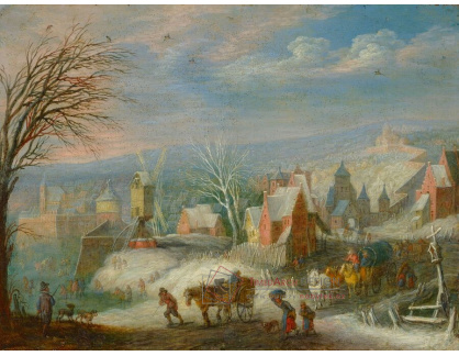 A-8710 Joseph Bredael - Zimní krajina s postavami