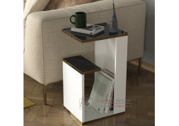 PEDRO, odkládací příruční stolek 35x29,5cm, bílá / marble