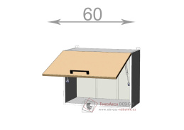 horní vysoká výklopná skříňka š.60, v.46, Kaiser W6046, bílá/cappuccino lesk