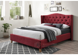 ASPEN VELVET, čalouněná postel 160x200cm, látka červená bordó