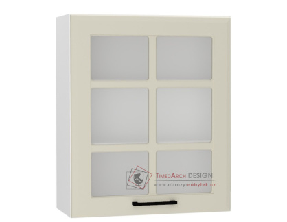 INGRID, horní skříňka s vitrínou 1-dveřová WS60P/L, bílá / coffee