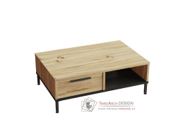 PRANDI, konferenční stolek se zásuvkou 90x60cm, dub Left / černá