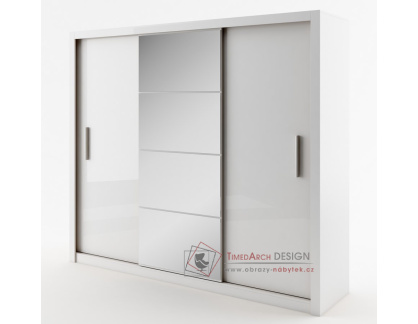 IDEA 01, šatní skříň s posuvnými dveřmi 250cm, bílá / zrcadlo