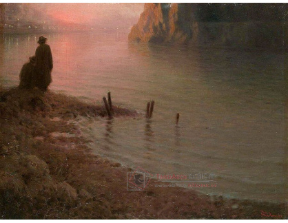 Jakub Schikaneder - Západ slunce na Vltavě