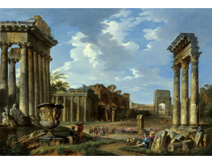 KO I-326 Giovanni Paolo Panini - Pohled na Campo Vaccino s Jupiterovým chrámem