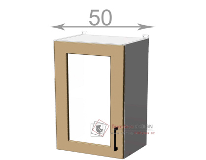 horní vitrína š.50, v.72, Horizon W5072G, bílá/ořech tmavý
