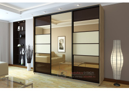 MOCCATI, šatní skříň s posuvnými dveřmi 250cm, dub sonoma / zrcadla