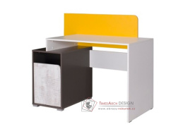 BRUCE R8, psací stůl, bílá / grafit / enigma / žlutá