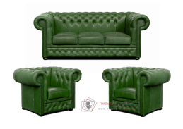 CHESTERFIELD LORD, sedací souprava 3+1+1, kůže zelená
