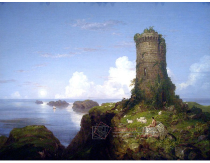 VU105 Thomas Cole - Scéna z italského pobřeží s pobořenou věží