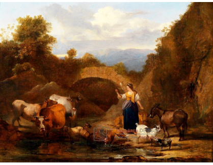 KO III-195 Jan van der Bent - Krajina s pastýřkou a její stádo u potoka