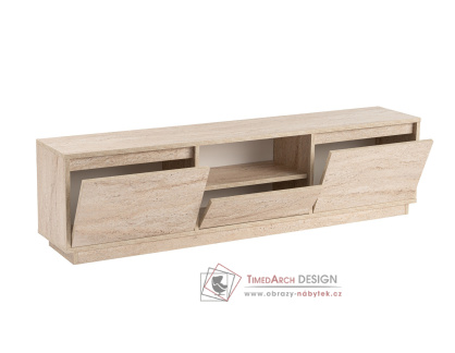 VANGUARD, televizní stolek 3-dveřový, traventin