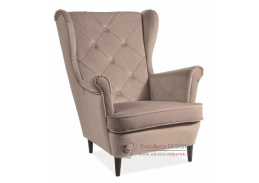 LADY VELVET, čalouněné křeslo, wenge / látka Bluevel 40 béžová
