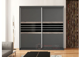 TURYN, šatní skříň s posuvnými dveřmi 203cm, láva / černá