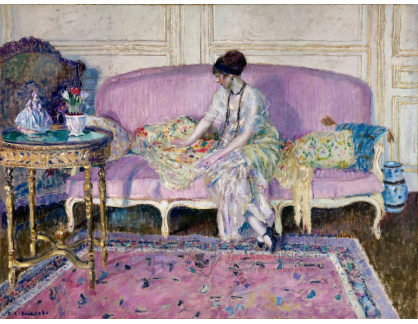 A-1698 Frederick Carl Frieseke - Žena sedící na pohovce