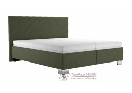 SYLVA, čalouněná postel 160x200cm, látka zelená / matrace NELLY PLUS